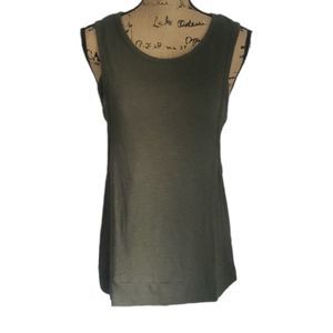 Splendid Olive Green Cut Out Layered Tank Top